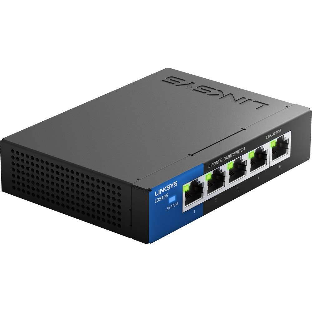 Linksys Business LGS105 5-Port Desktop Gigabit Ethernet Network Unmanaged Switch I Metal Enclosure