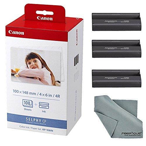 Canon KP-108IN Color Ink and Paper Set + Fibertique Cleaning Cloth