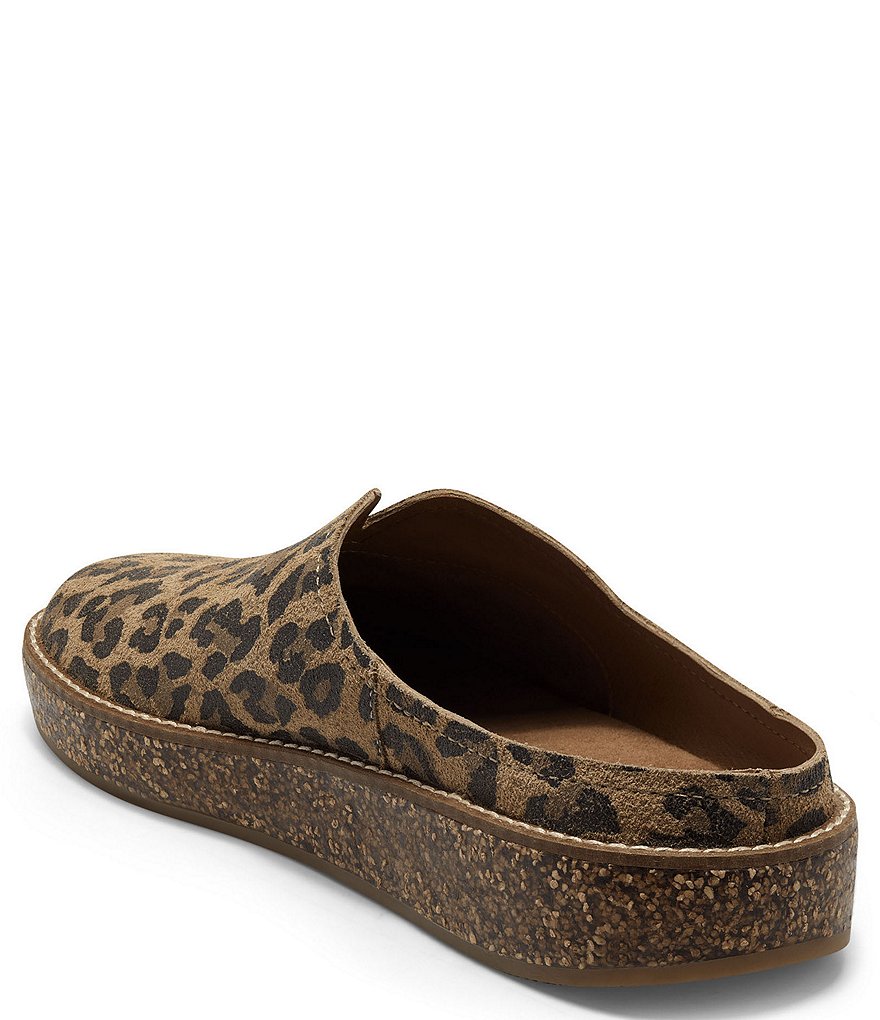 Lucky Brand Tamala Leopard Printed Leather Mule Clogs