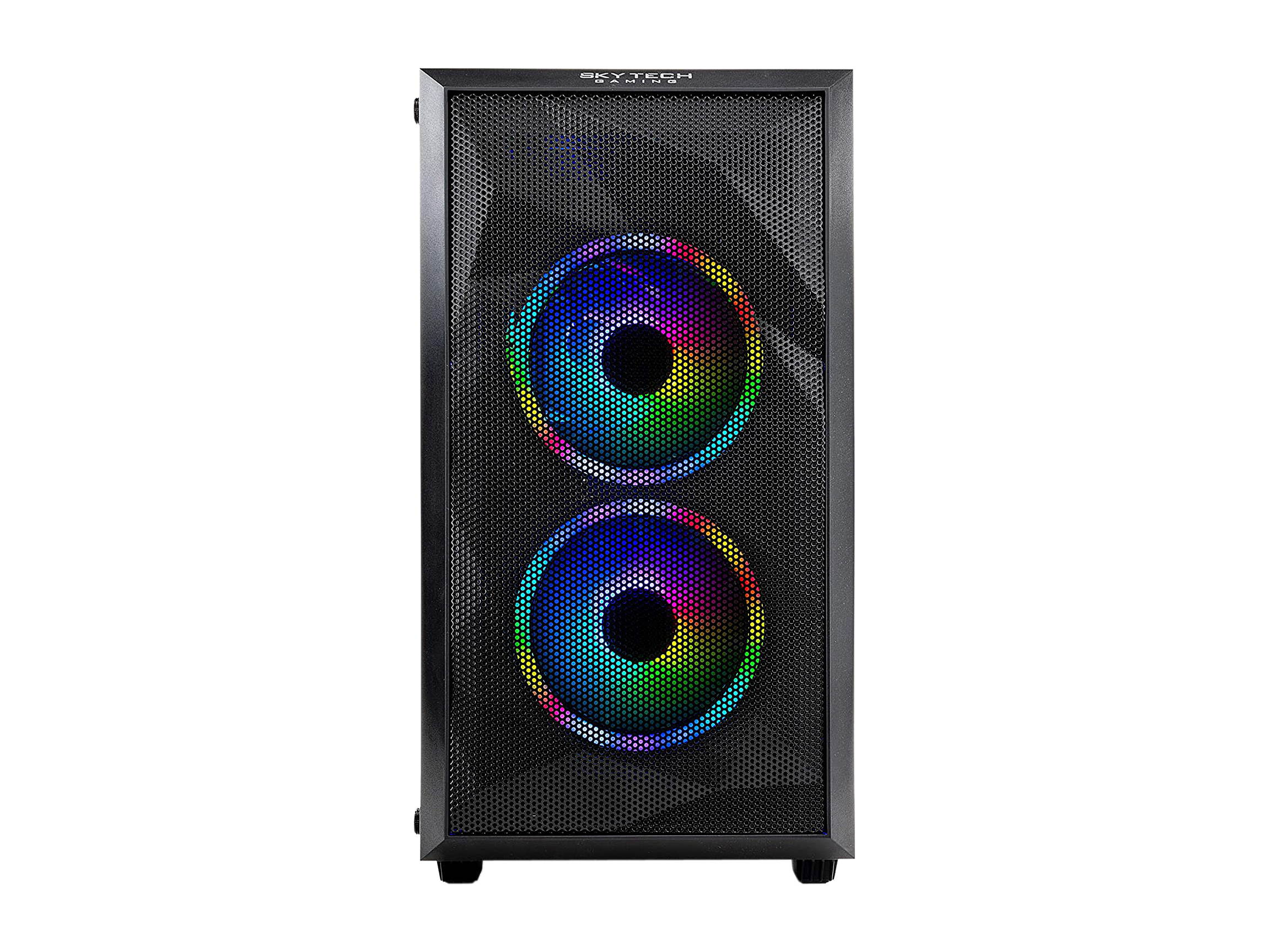 Skytech Chronos Mini Gaming Computer PC Desktop - Ryzen 5 3600 6-Core 3.60 GHz, RTX 2060 6 GB, 1 TB SSD, 16 GB DDR4 3000, B450 MB, RGB Fans, 600W Gold PSU, AC WiFi, Windows 10 Home 64-bit, Black