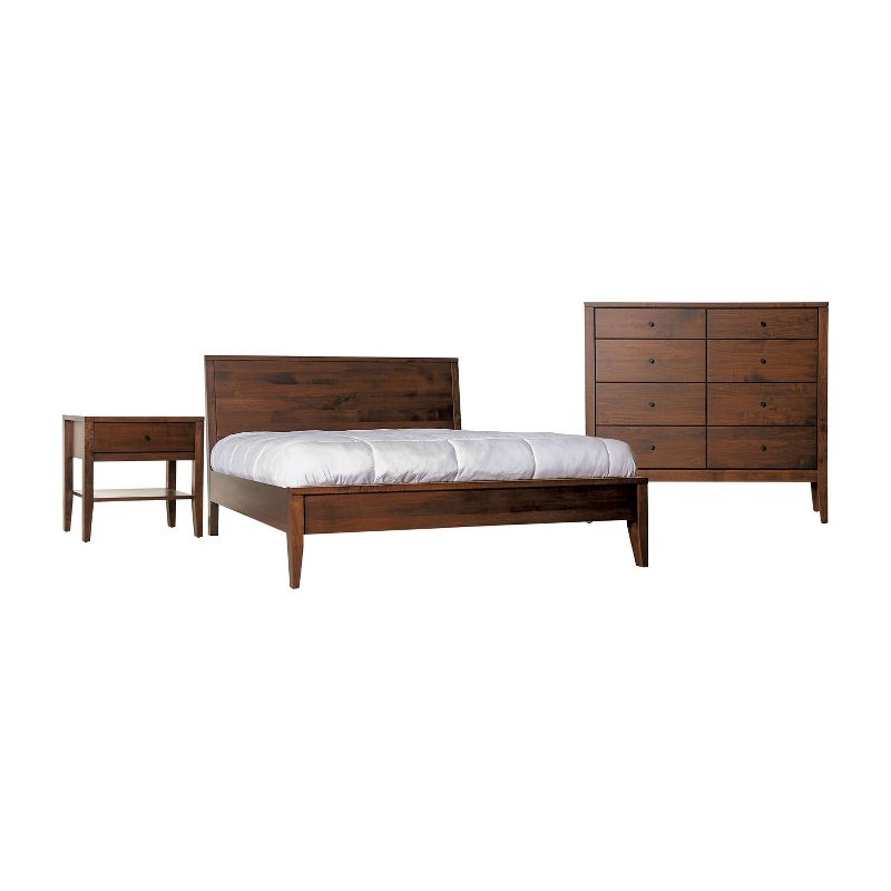 3pc California King Myandra Solid Maple Wood Bedroom Set with 8 Drawer Chest Espresso - HOMES: Inside + Out