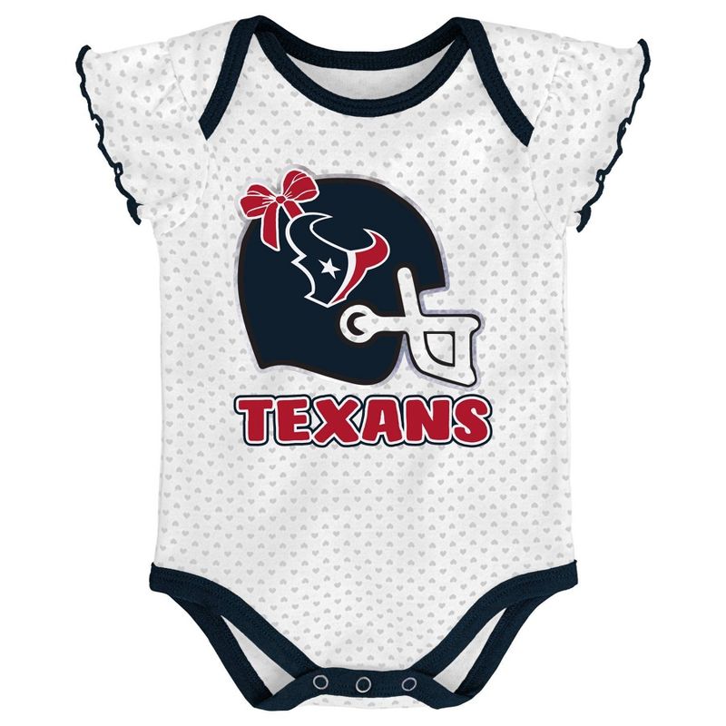 NFL Houston Texans Baby Girls' Newest Fan 3pk Bodysuit Set - 3-6M