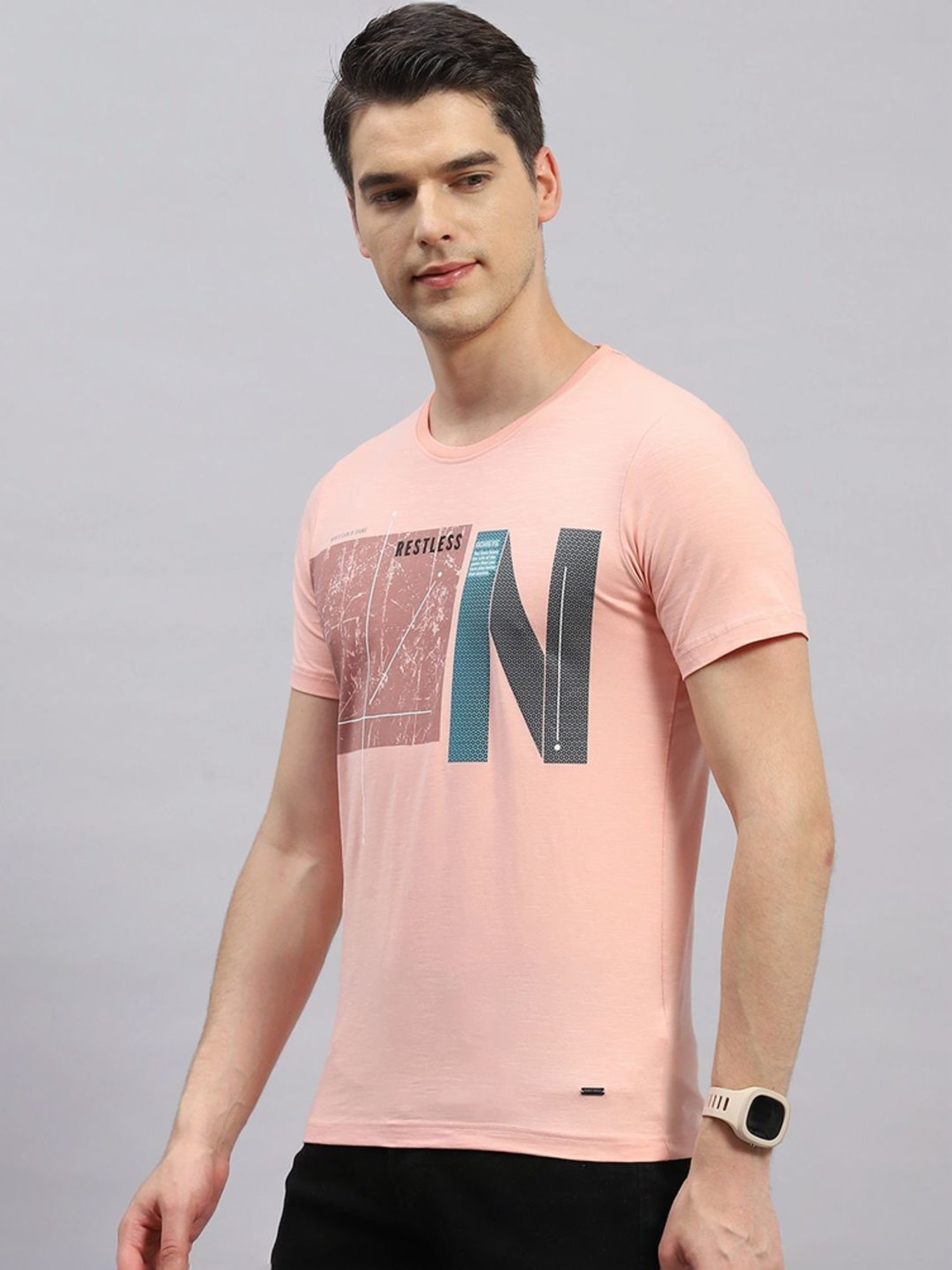 Monte Carlo Peach Regular Fit Printed T-Shirt
