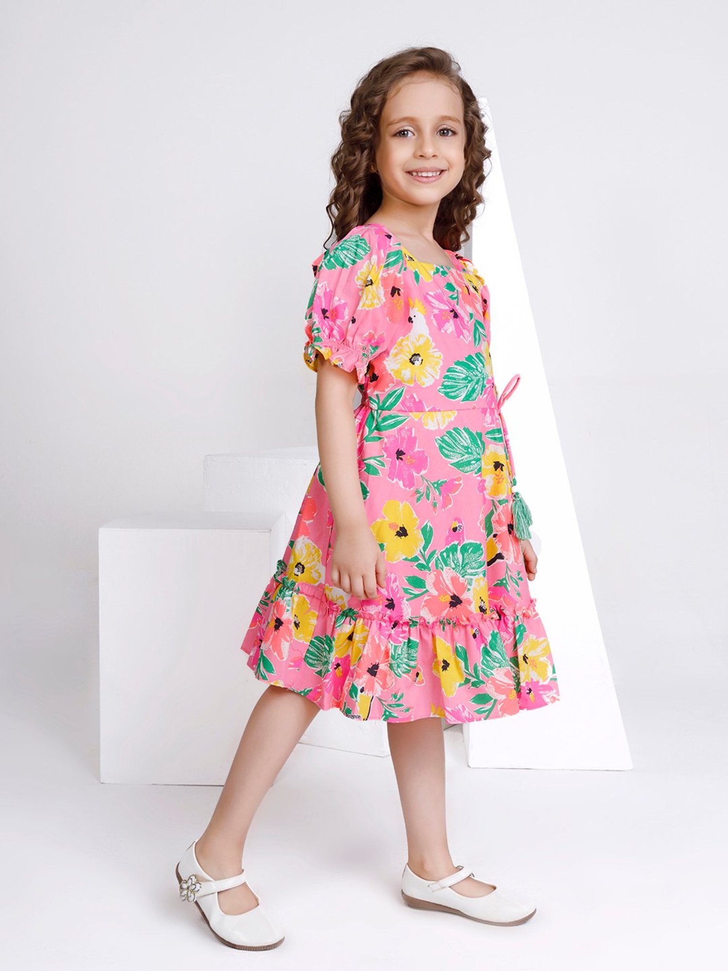 Peppermint Kids Pink Floral Print Dress