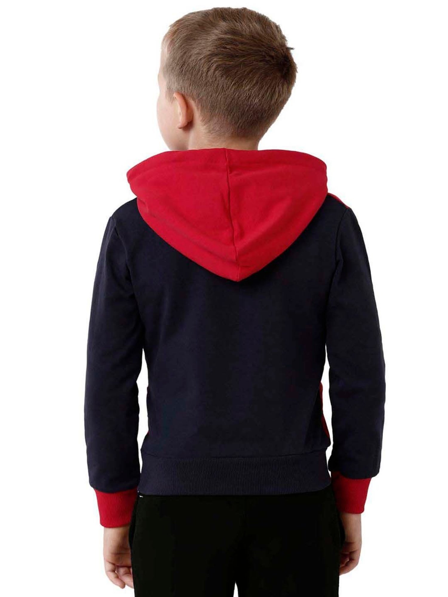 Kate & Oscar Kids Red & Navy Cotton Color Block Full Sleeves Sweatshirt