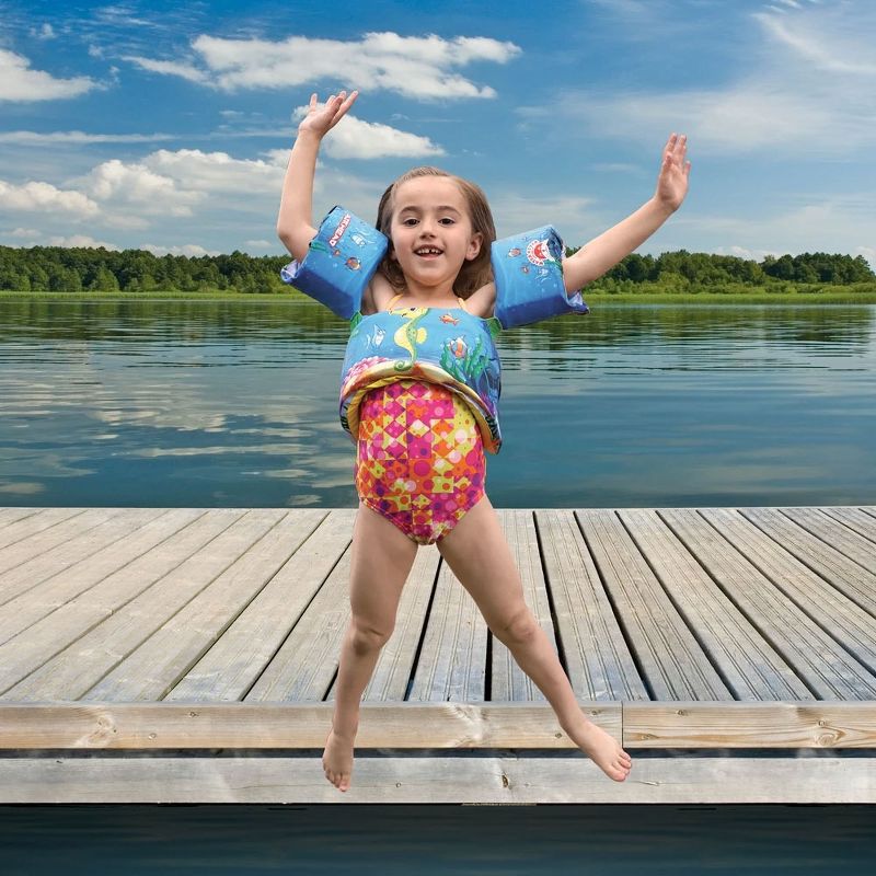 Airhead 10000-02-204 Water Otter Premium Kid Child Life Jacket Vest & Flotation Swim Aid with Freedom Arm Band Floaties, USCG Approved, Beach Princess