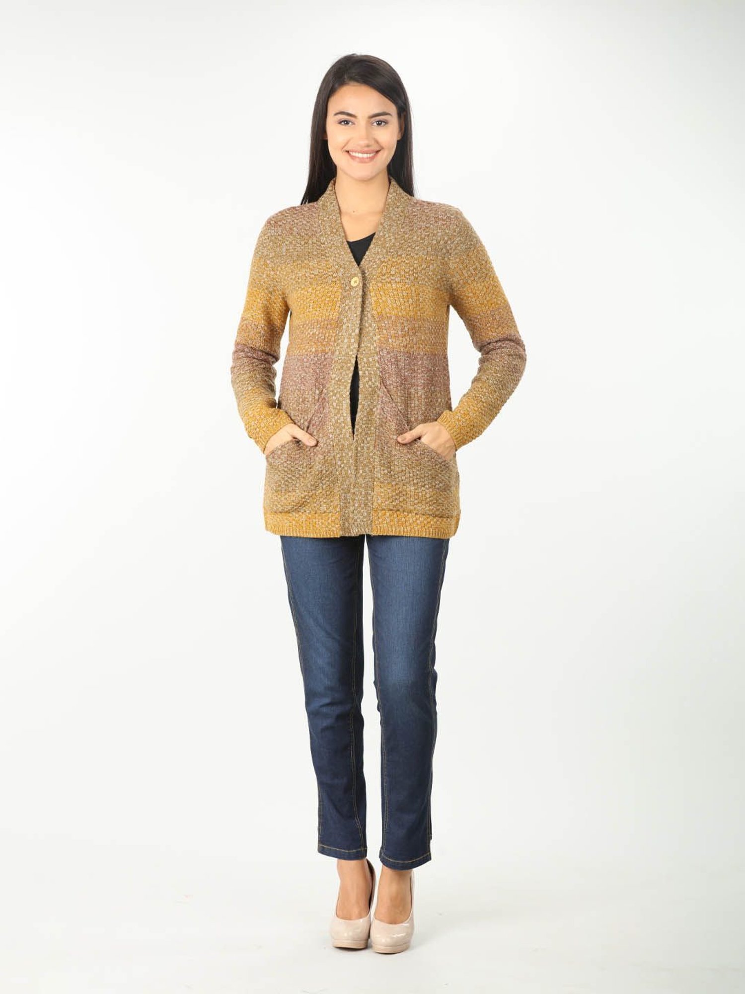 Mustard Mustard & Tan Cardigan