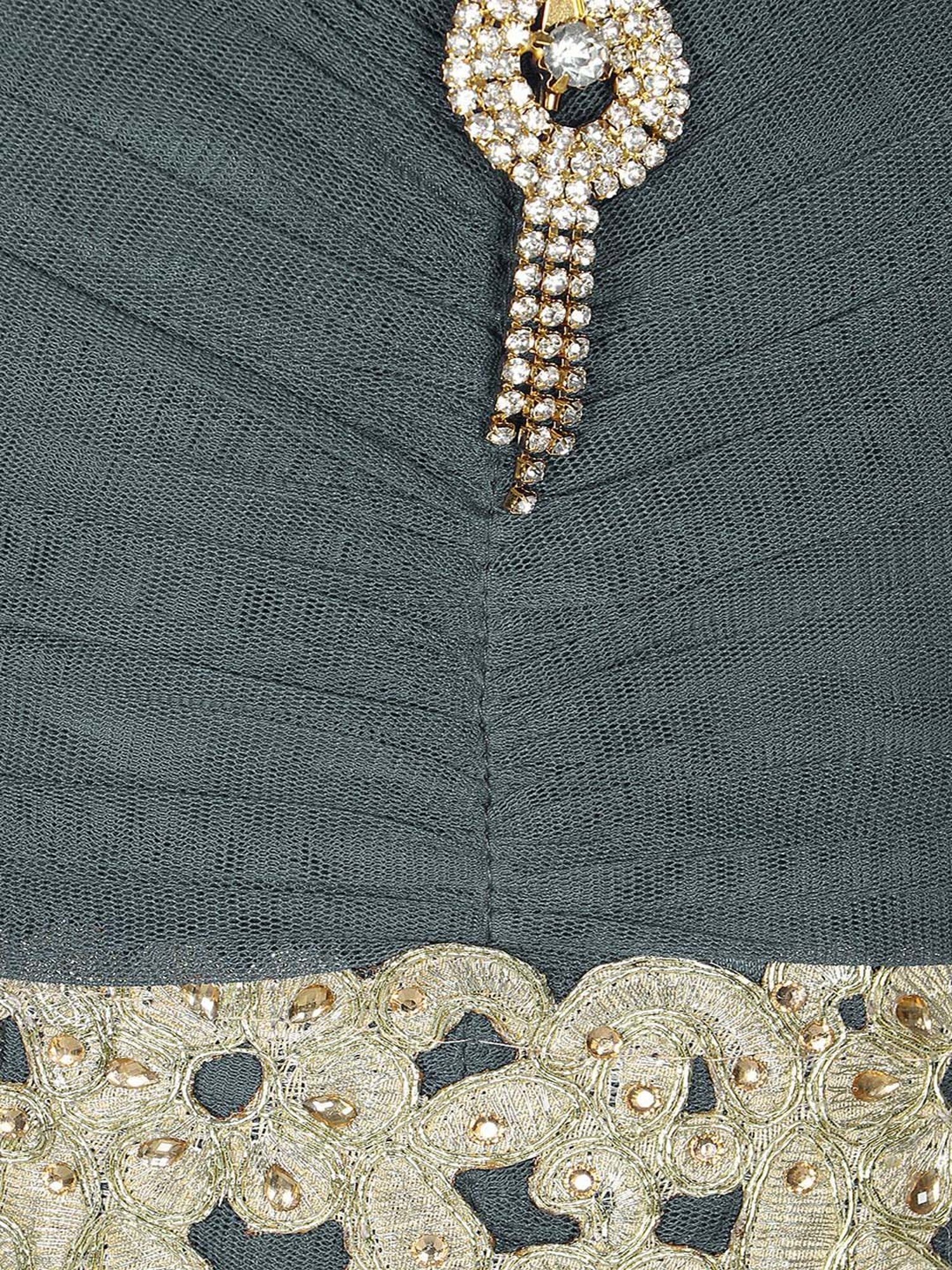 AJ Dezines Kids Grey Zari Work Gown