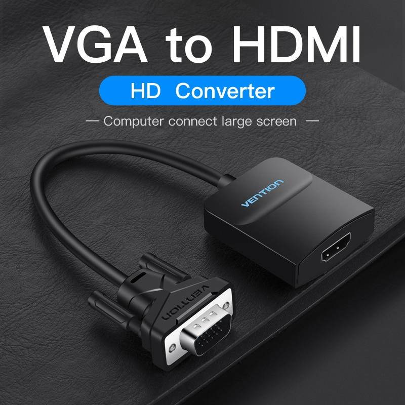 Vention VGA to HDMI Converter Adapter Cable 1080P Analog to Digital Video Audio Converter for PC Laptop to HDTV Projector Tv Box