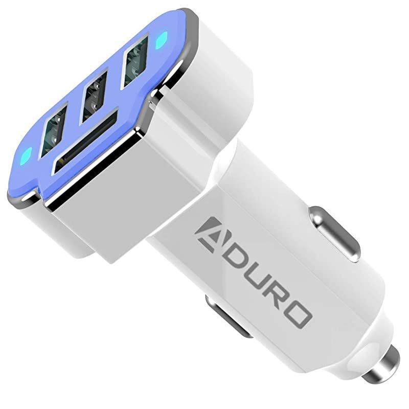 4 Port Car Charger Adapter 12V Fast Car Charger USB Adapter Power Station 52A26W Output Blue