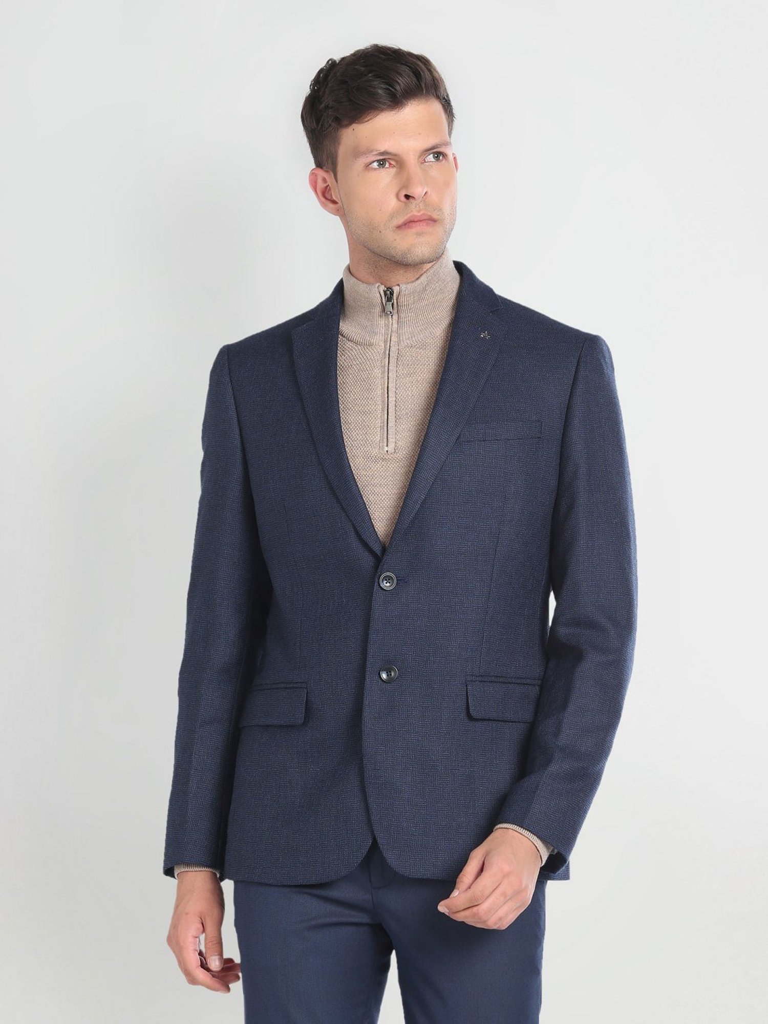 Arrow Navy Blue Regular Fit Blazer