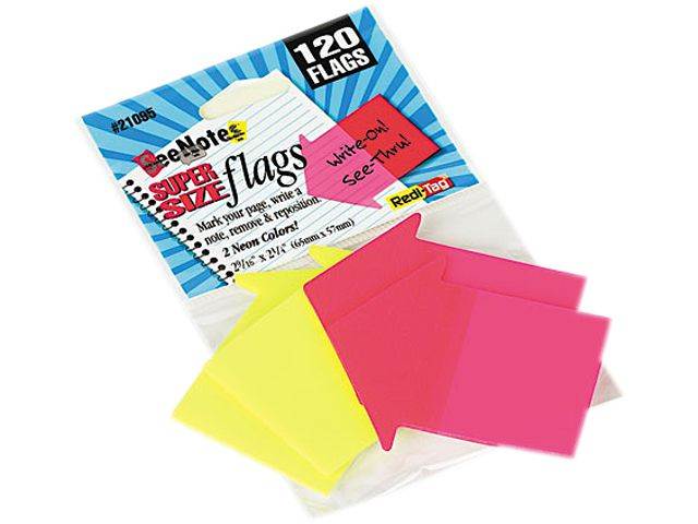 Redi-Tag 21095 SeeNotes Transparent Film Arrow Flags, Neon Pink/YW, 60 Flags/Pad, 2 Pads/Pack