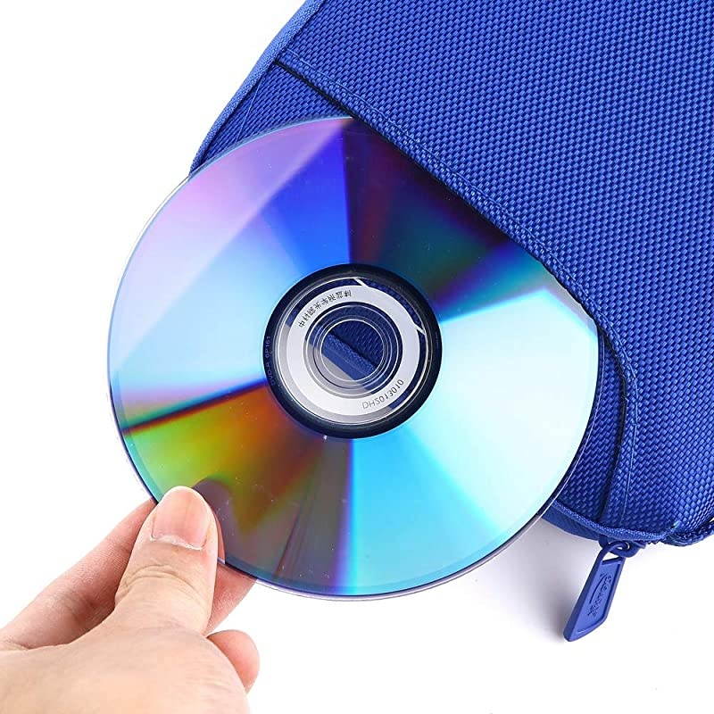 CD Case, Nylon 32 Capacity CD DVD VCD Case Wallet Storage Holder Bag (Blue)