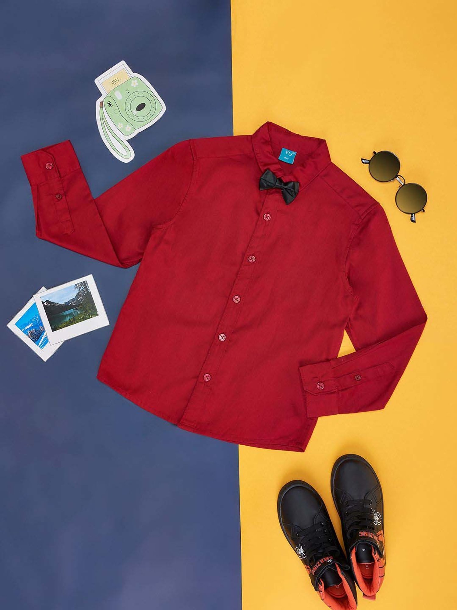 YU by Pantaloons Boys Red Cotton Regular Fit Full Sleeves Shirt