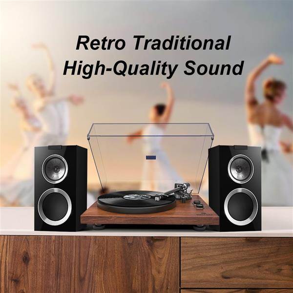 Record Player Stereo Turntable with Built-in 2-Speed Phono Preamp and Belt Drive