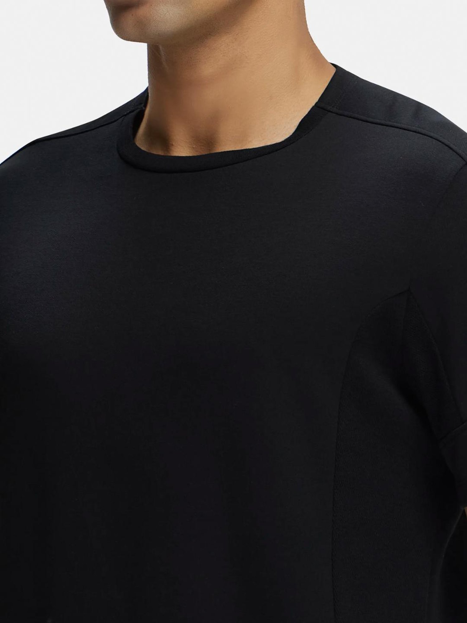 Jockey MV01 Black Super Combed Cotton Half Sleeves T-Shirt with Stay Fresh Treatment