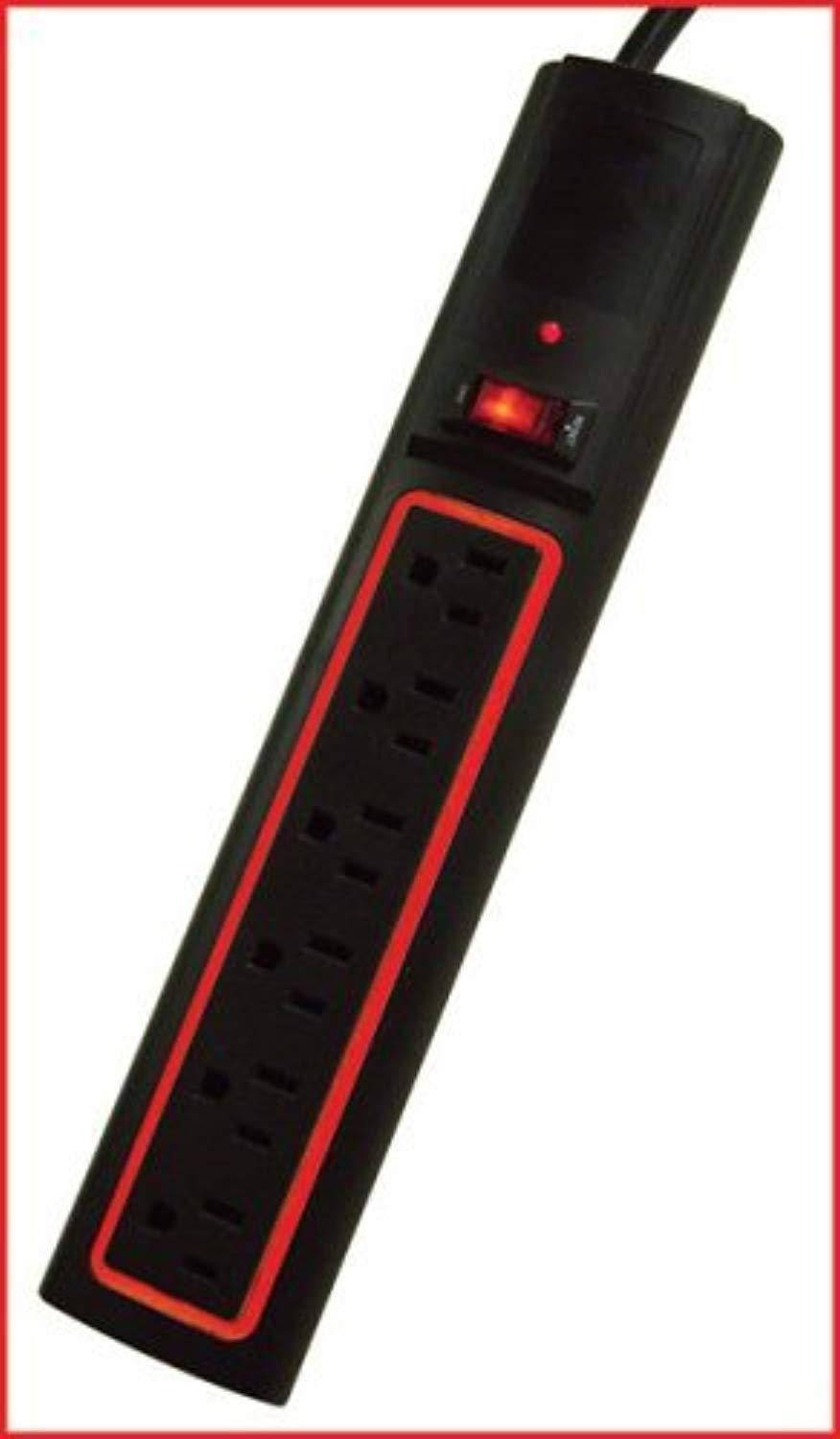 Power Play Products PPP, PP-56223D-RB, Black, 6 Outlet Daylite Surge Protector With 3' Cord, 1200 Joules
