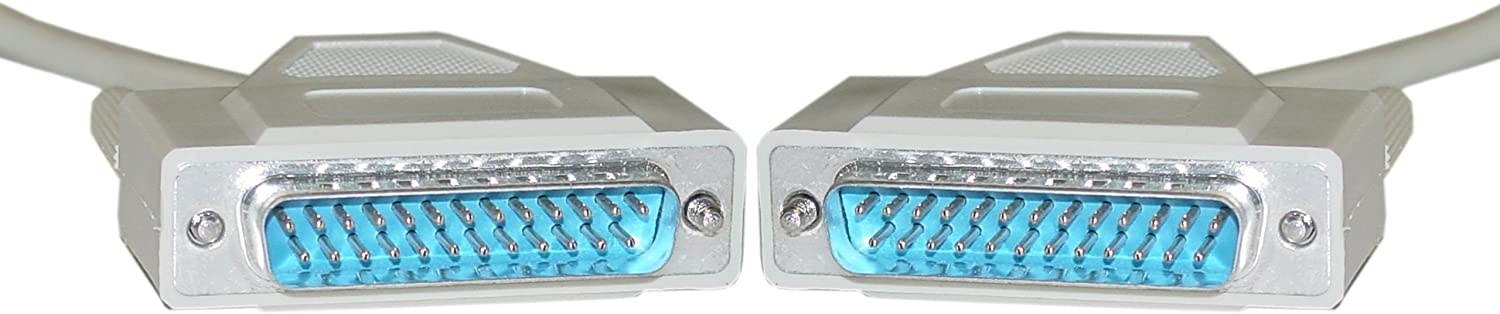 15 feet Serial Cable DB25 Male to Male 28 AWG 25 Conductor 1:1 Beige RS-232 for Printer Modems Networks DB25 Cable Male to Male 25 Pin Serial Cable CableWholesale