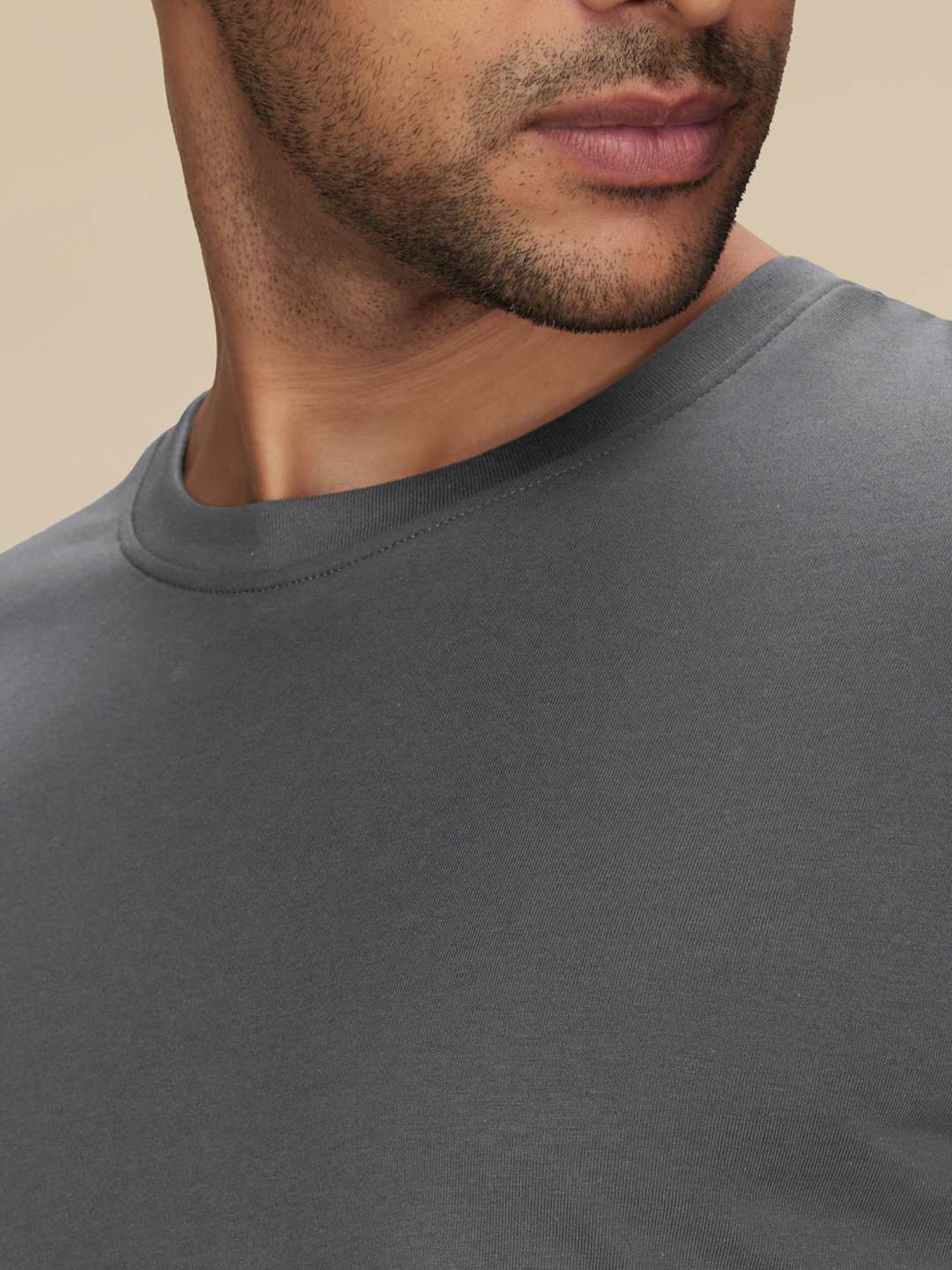 XYXX Anchor Grey Cotton Regular Fit T-Shirts