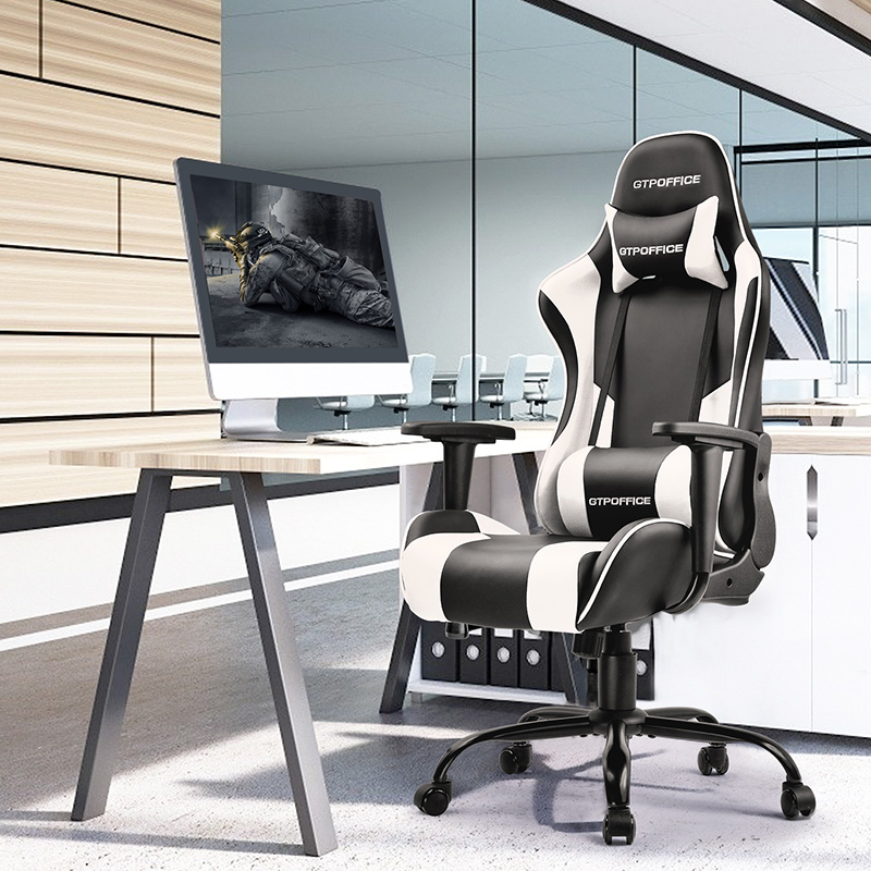 GTRACING Gaming Chair Massage Office Computer GTPOFFICE Series Racing Chair for Adult Reclining Adjustable Swivel Leather Chair High Back Desk Chair Headrest and Massage Lumbar Support Cushion