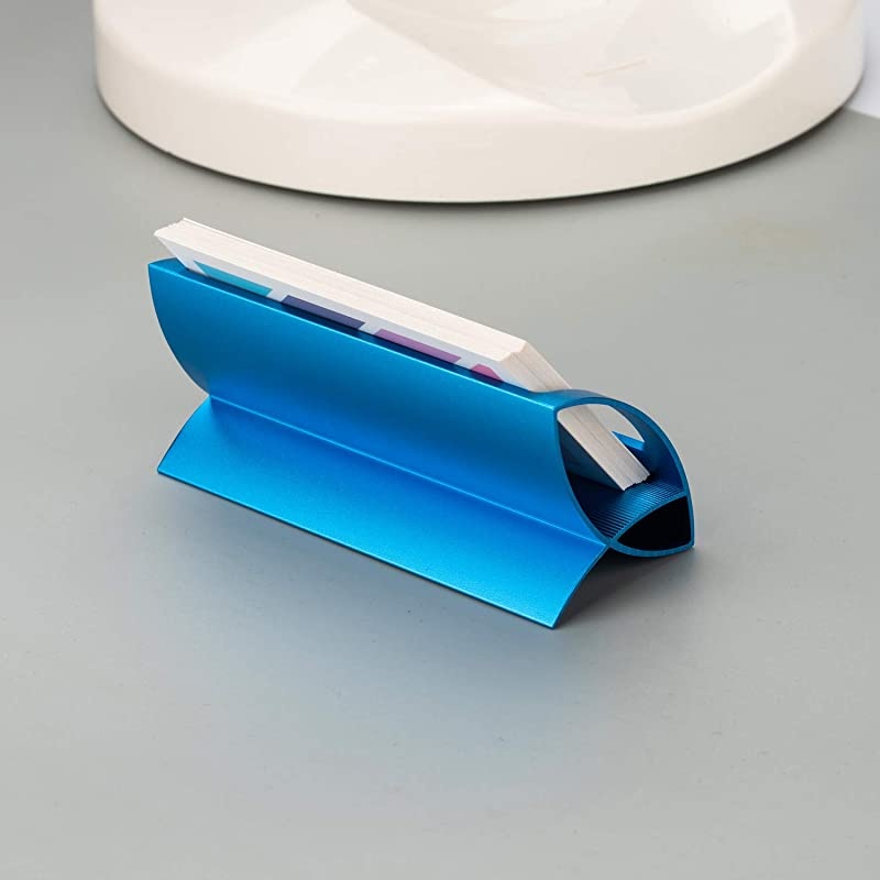 Card Holder for Desk Metal Aluminum Desktop Name Card Case Display Organizer Stand Office Tradeshows Card Desk Holder 2 Pack Blue