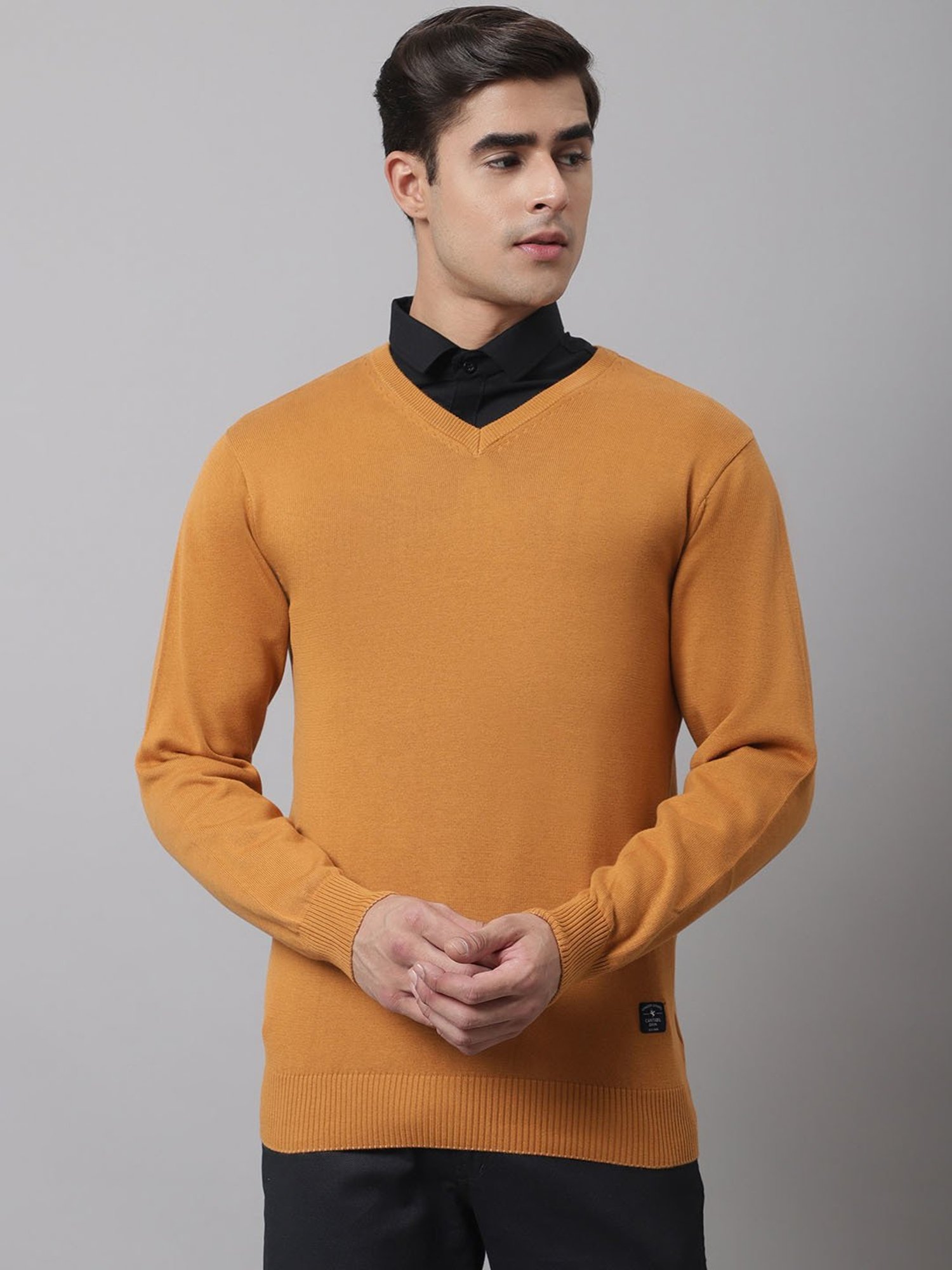 Cantabil Mustard Regular Fit Sweater