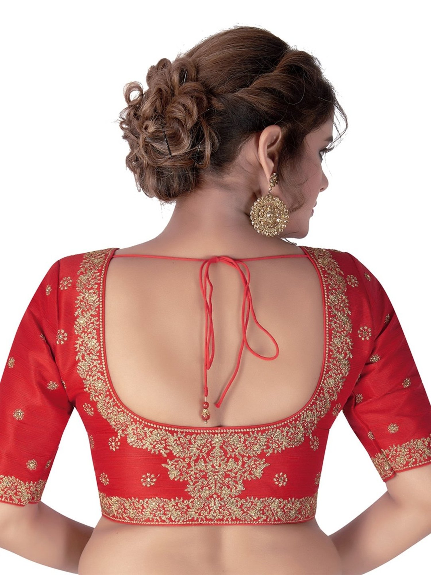 Salwar Studio Red Mulberry Silk Embroidered Blouse