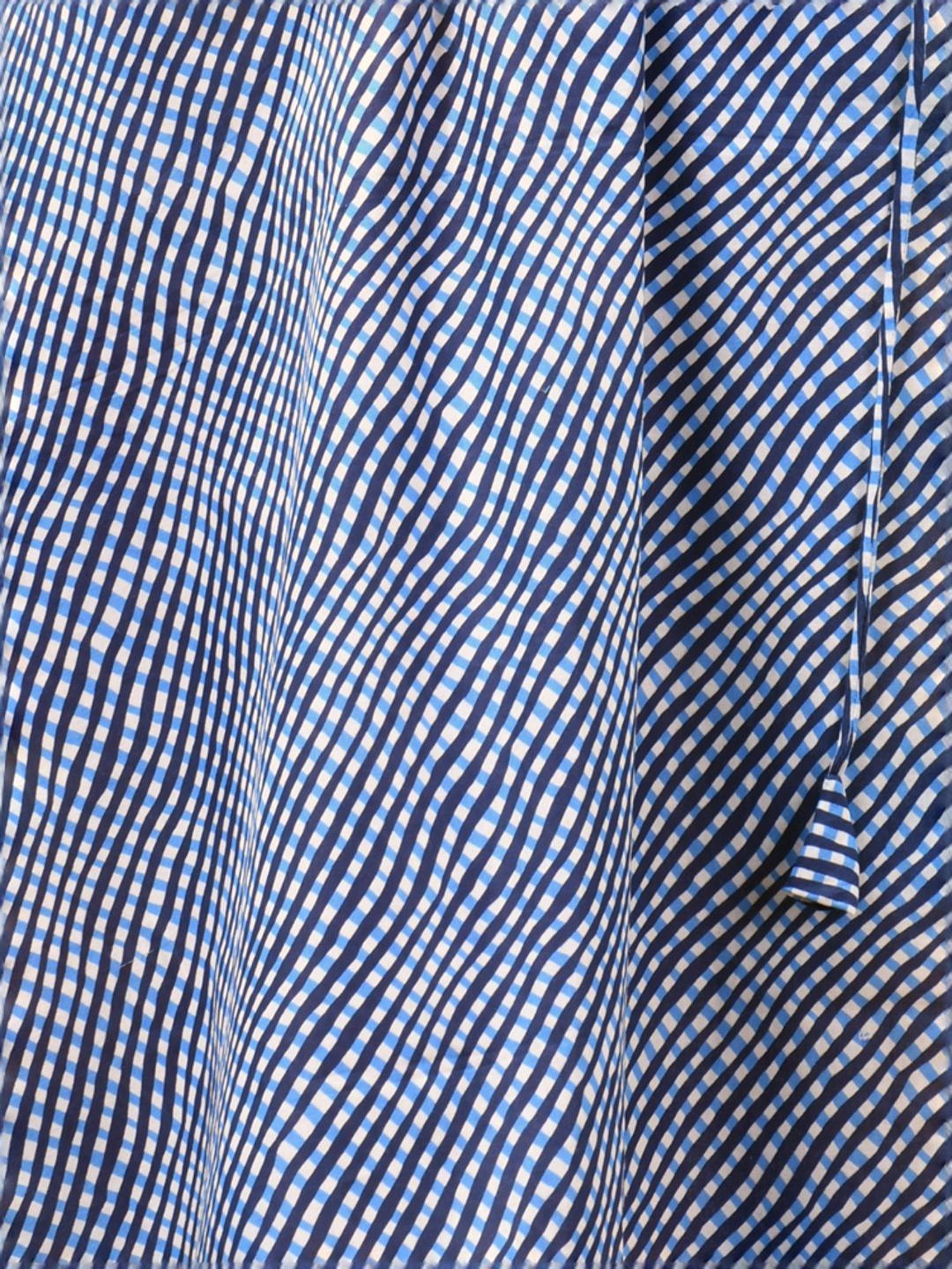 CHARUKRITI Blue & White Cotton Printed Angrakha Kurta