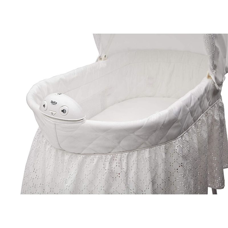 Delta Children Infant Deluxe Sweet Beginnings Bedside Covered Bassinet for Baby with Nightlight and Music, Turtle Dove