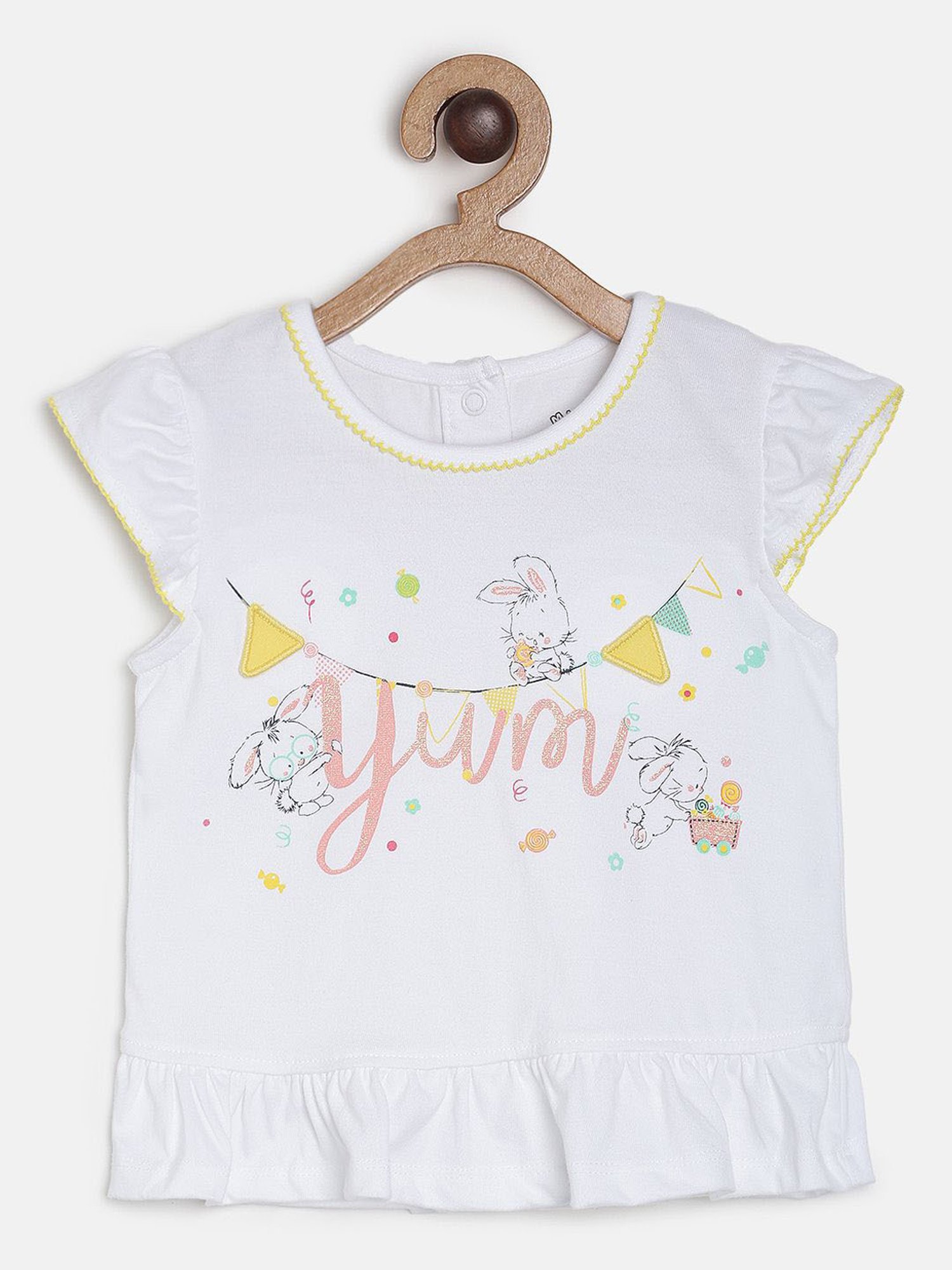MINIKLUB Kids White & Yellow Printed Top with Shorts