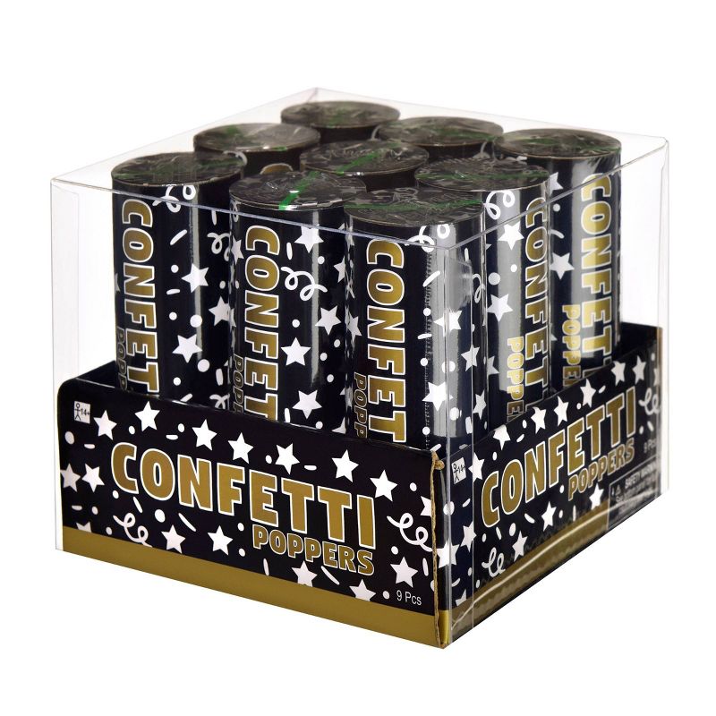 9pc Small New Year's Eve Confetti Poppers Party Decorations