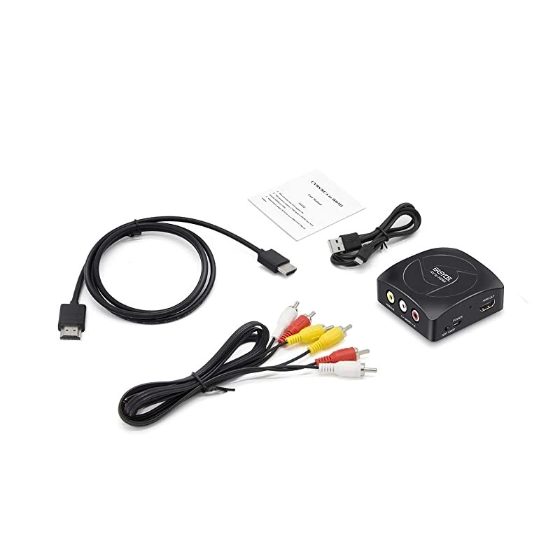 RCA to HDMI Converter with HDMI and RCA Cables,  Composite to HDMI Converter, CVBS/ AV to HDMI Converter, AV2HDMI Converter