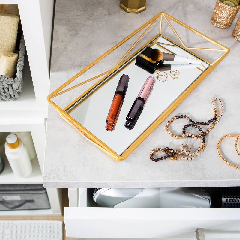 Geometric Mirrored Vanity Tray Gold - Home Details