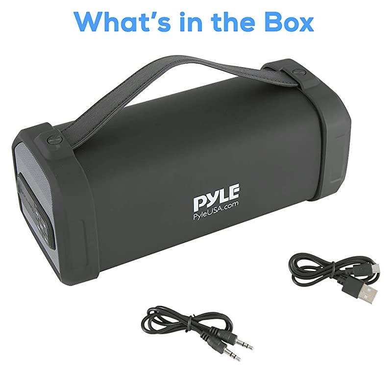 Wireless Portable Bluetooth Speaker150 Watt Power Rugged Compact Audio Sound Box Stereo System with Rechargeable Battery 35mm AUX Input Jack FM Radio Micro SD and USB ReaderPBMSQG9 Black