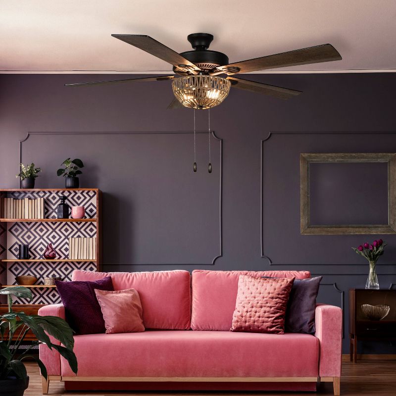 52" 5-Blade LED Woven Rope Lighted Ceiling Fan - River of Goods