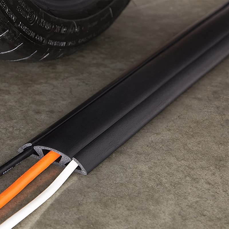 3Channel Cord Protector Concealer for Floor 30FT Black