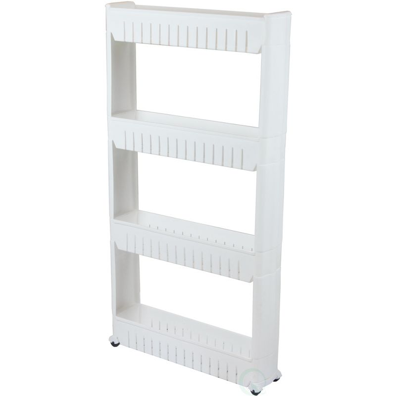 Basicwise Slim Storage Cabinet Organizer 4 Shelf Rolling Pull Out Cart Rack Tower with Wheels