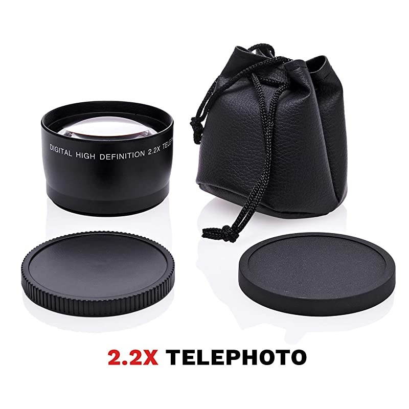 52mm 0.43X HD Wide Angle Lens with Macro for Nikon DSLR Bundle with  52mm 2.2X HD Telephoto Lens and Essential Accessories (8 Items)