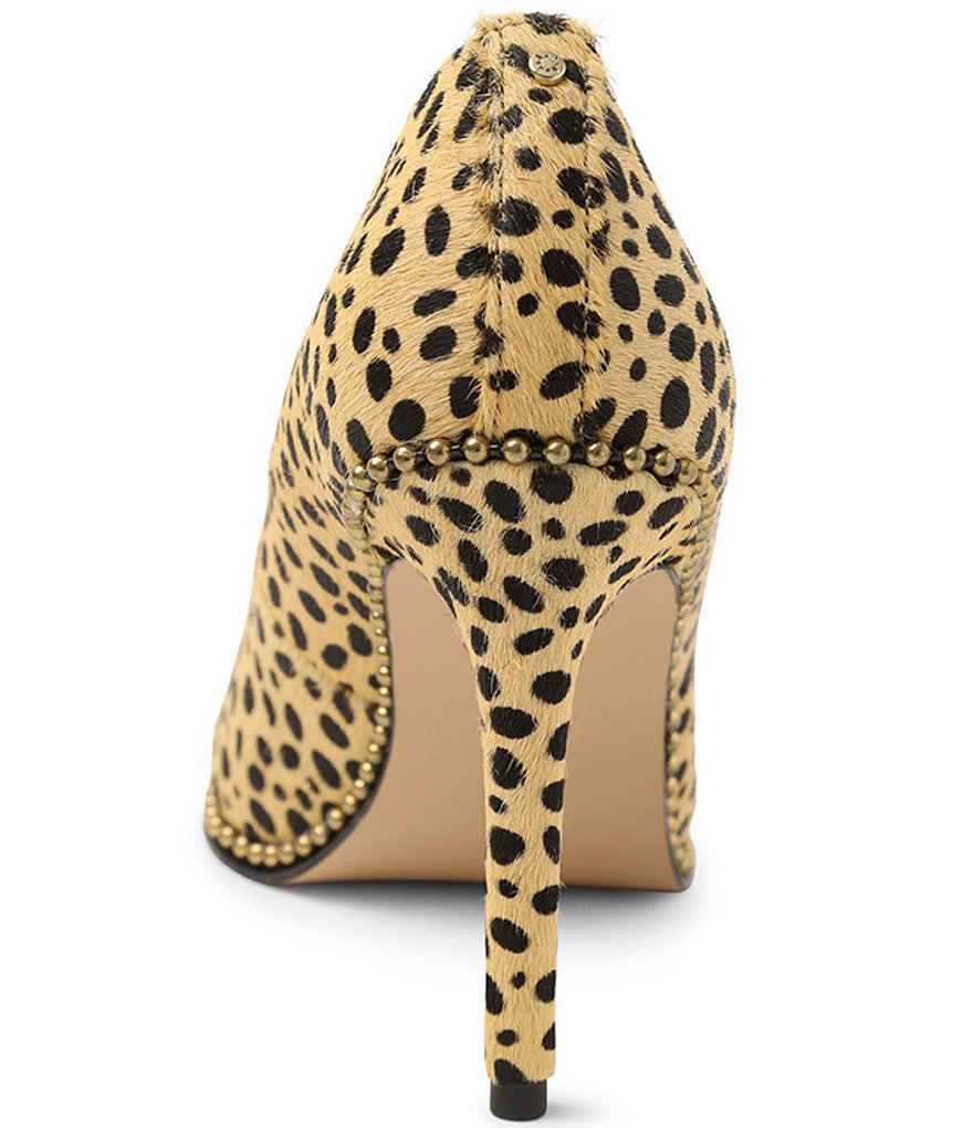 BCBGeneration Holli Cheetah Print Calf Hair Bead Chain Stiletto Pumps