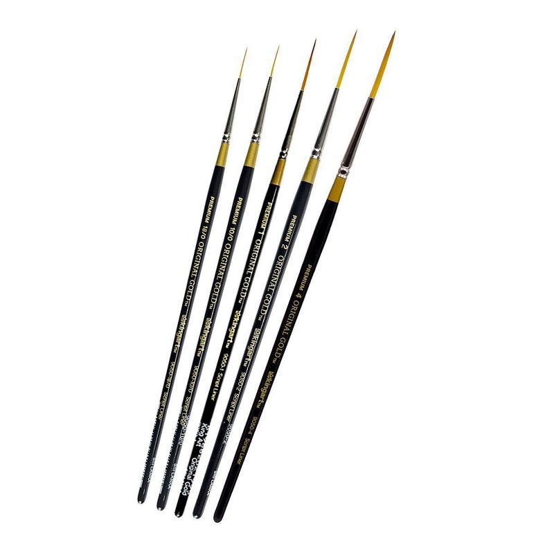 Kingart 5ct Original Gold Script Liner Brush Set