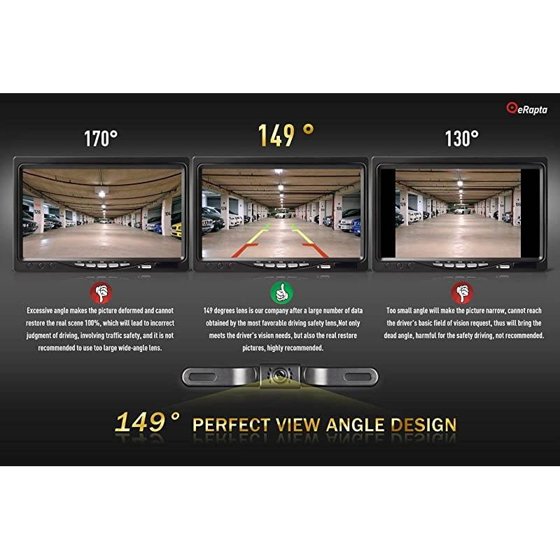 ERT01 2nd Generation Car Rear View Reversing Backup Camera Automotive with 149&deg;Perfect View Angle 8 LED Lights Night Vision 9 Level Waterproof Universal Car Backing Camera License Plate