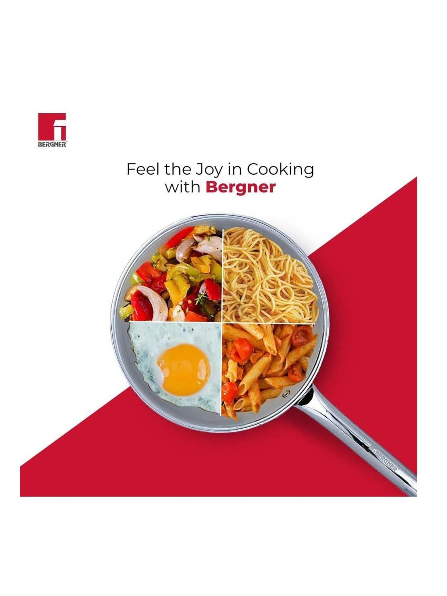 Bergner Tripro Silver Stainless Steel 22 cm Induction Friendly Triply Frypan & Skillet (1.1 L)