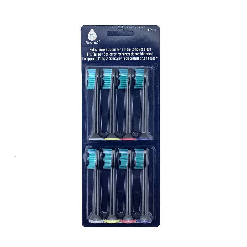 Pursonic Generic Replacement Brush Heads for Sonicare HX6014 Black - 8pk