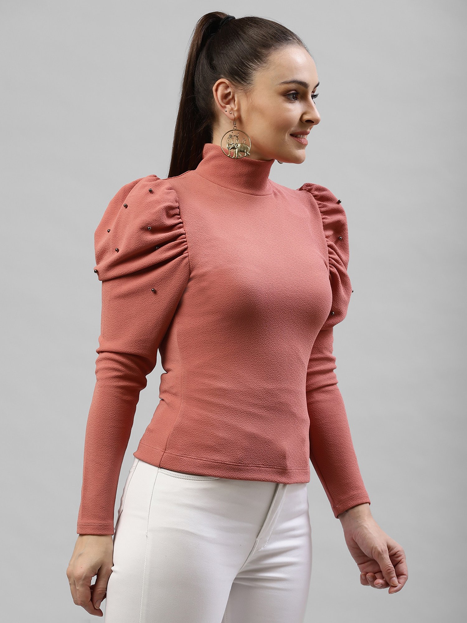 KASSUALLY Dusty Pink Embellished Top