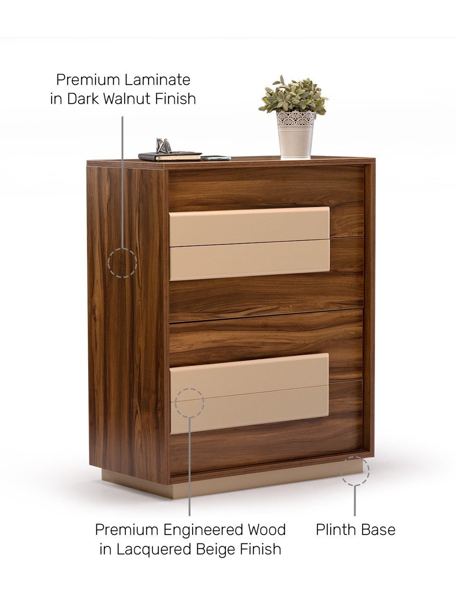 Durian Cecilia Brown Engineered Wood Chest Of Drawers