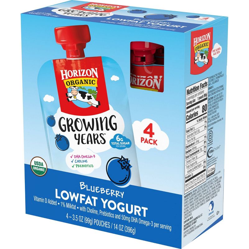 Horizon Organic Growing Years Blueberry Kids' Yogurt Pouch - 14oz/4pk