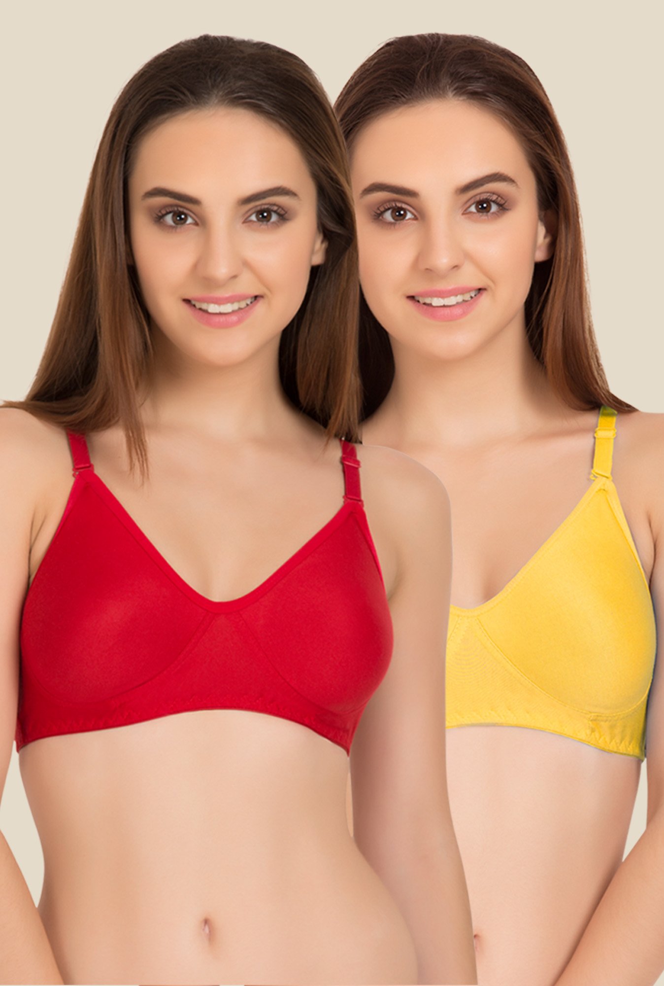 Tweens Red & Yellow Non Padded Bra (Pack Of 2)