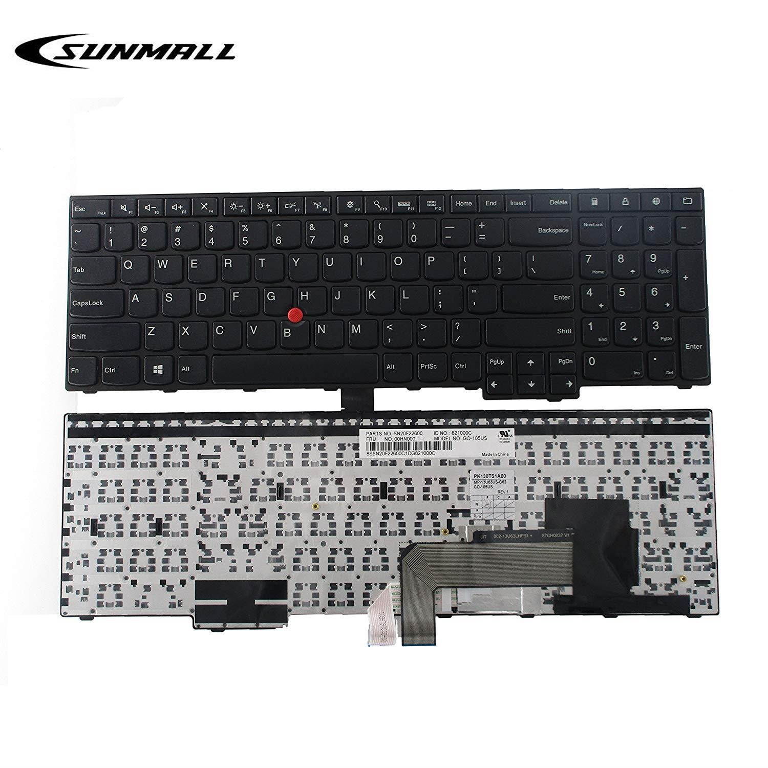 SUNMALL Laptop Keyboard Replacement with Frame Compatible with Lenovo Thinkpad E550 E550C E555 E560 E565 Series Laptop Black US Layout (6 Months Warranty)