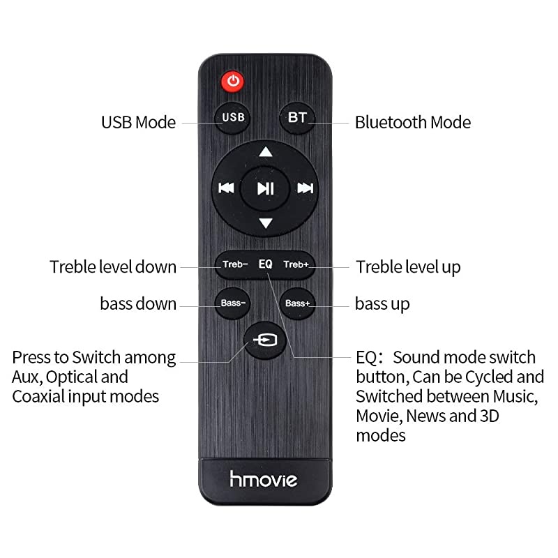 bar for TV 22 Channel 41 Inch TV bar with Builtin Dual Subwoofer 105 dB 3D Surround Strong Bass Remote Optical AUX Coaxial Cable Included