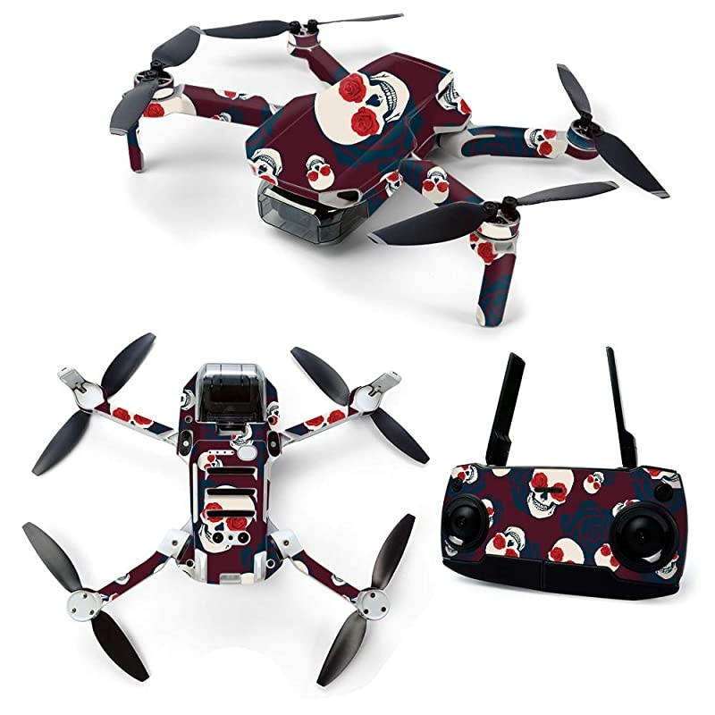Skin for DJI Mavic Mini Portable Drone Quadcopter Skulls N Roses | Protective Durable and Unique Vinyl Decal wrap Cover | Easy to Apply Remove and Change Styles | Made in The USA